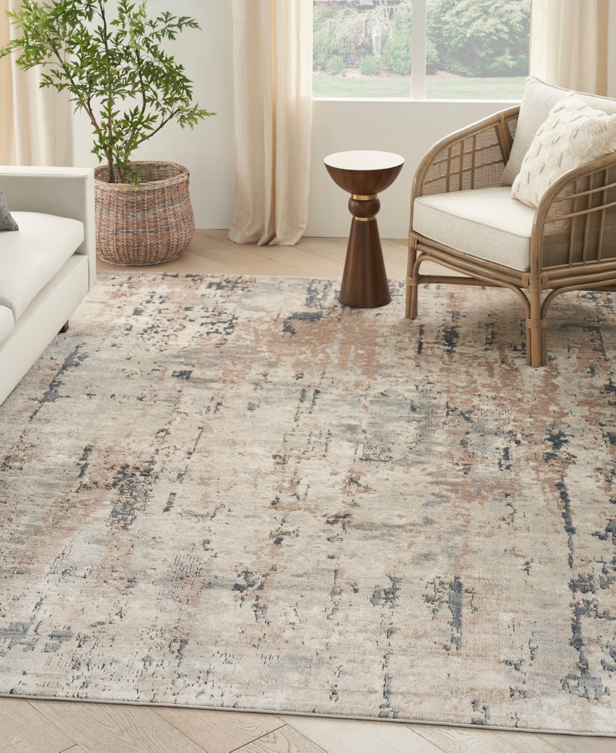 Nourison Home Quarry Qua01 7'10"x9'10" Area Rug In Beige,gray