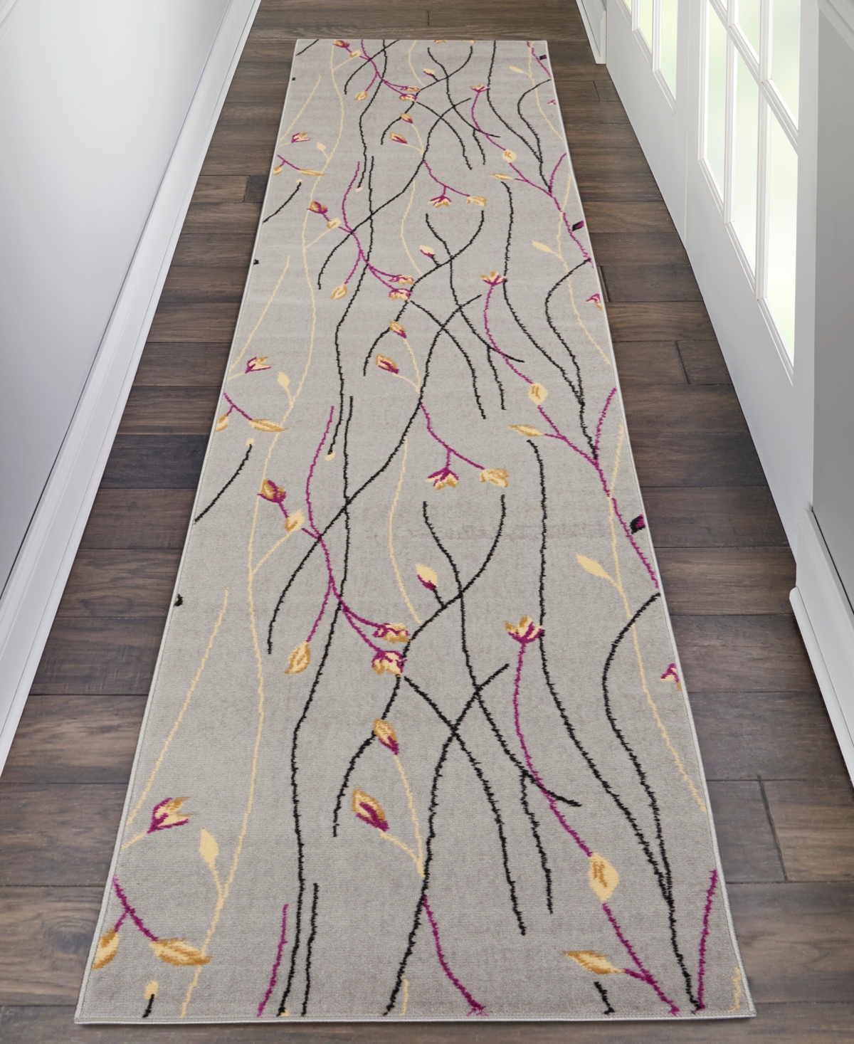 Nourison Home Grafix Grf15 2'3"x12' Runner Area Rug In Gray