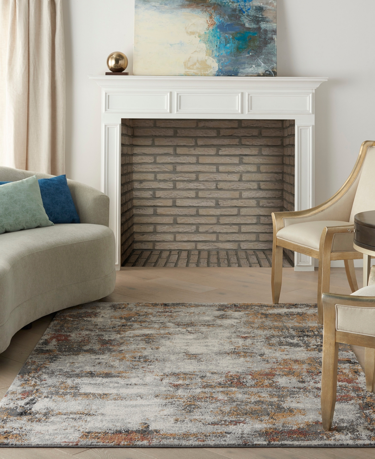 Nourison Home Tangra Tnr03 4'x6' Area Rug In Gray,multi