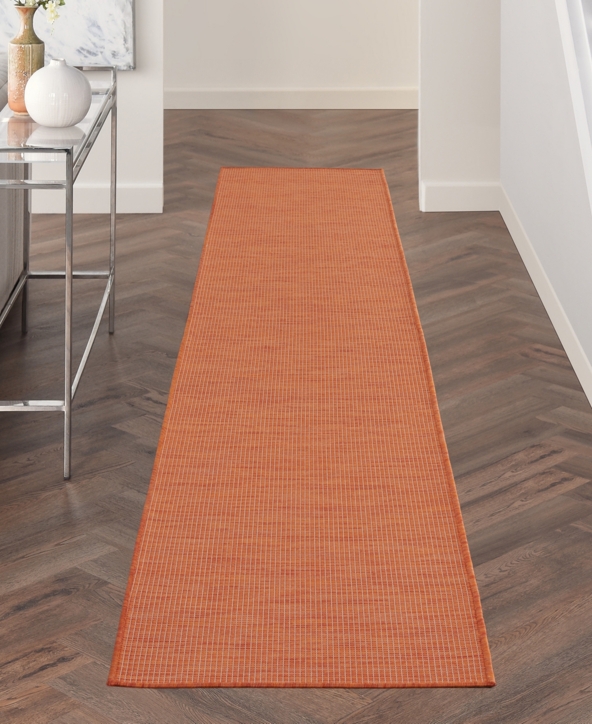 Nourison Home Positano Pos01 2'2"x12' Runner Area Rug In Terracotta