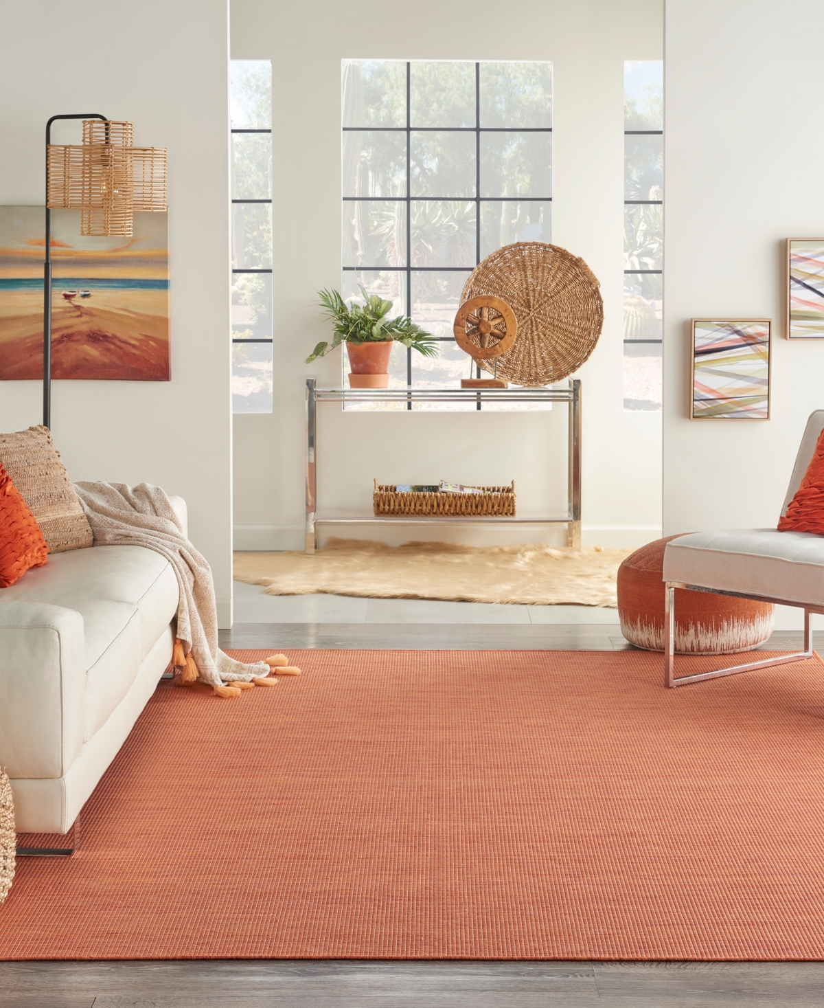 Nourison Home Positano Pos01 7'x10' Area Rug In Terracotta