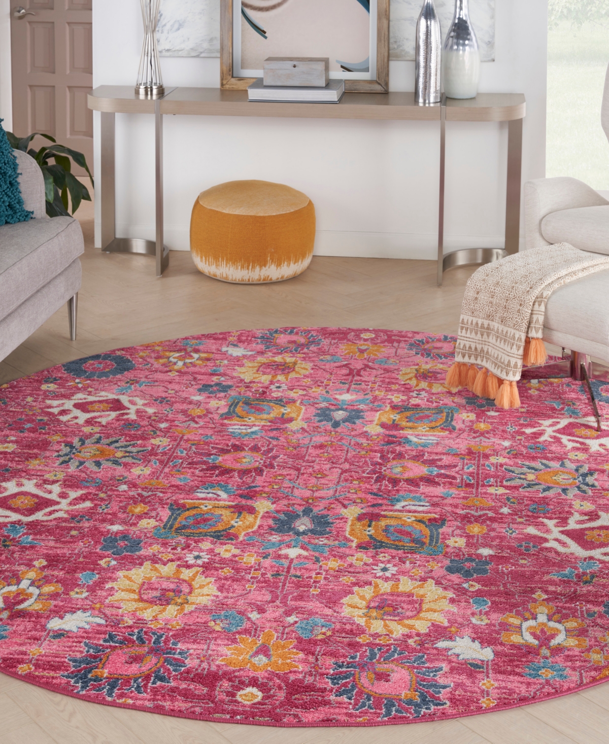 Nourison Home Passion Psn01 8'x8' Round Area Rug In Fuchsia