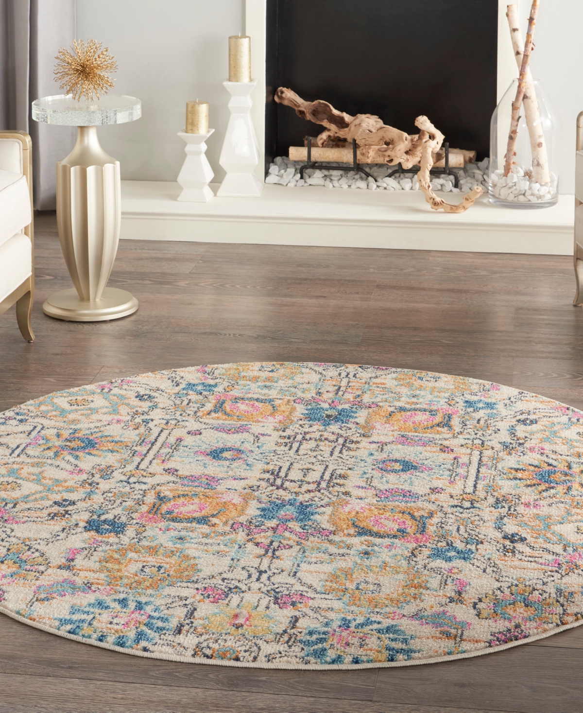 Nourison Home Passion Psn01 5'x5' Round Area Rug In Ivory