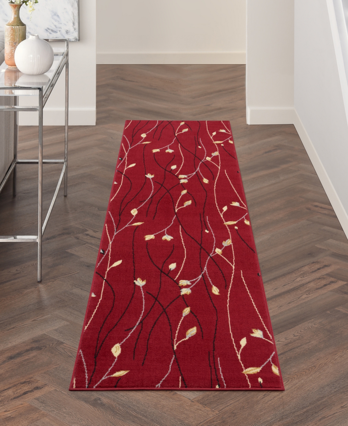 Nourison Home Grafix Grf15 2'3"x10' Runner Area Rug In Red