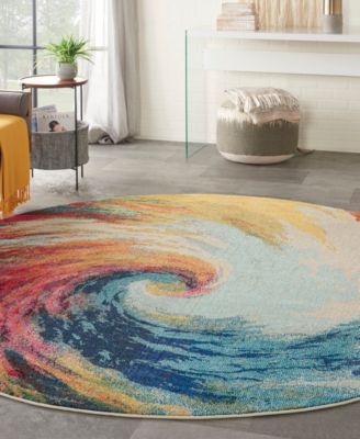 Celestial CES07 7'10"x7'10" Round Area Rug