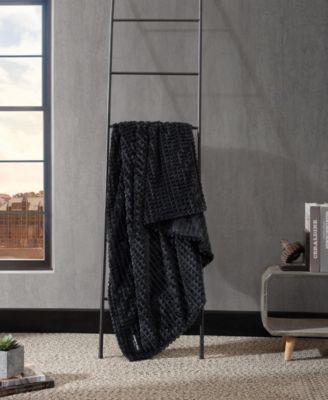 Solid Textured Jacquard Plush Throw, 60" X 50"