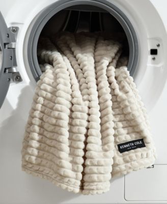 Solid Textured Jacquard Plush Throw, 60" X 50"