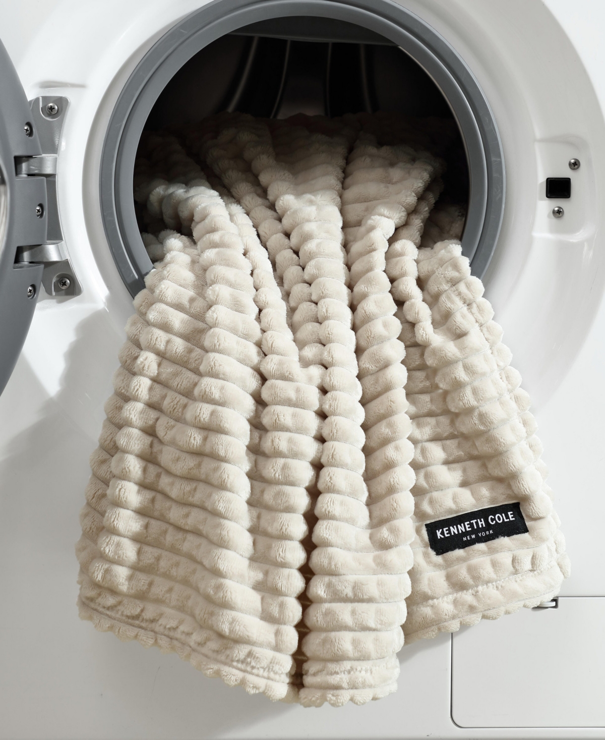 Kenneth Cole New York Solid Textured Jacquard Plush Throw, 60