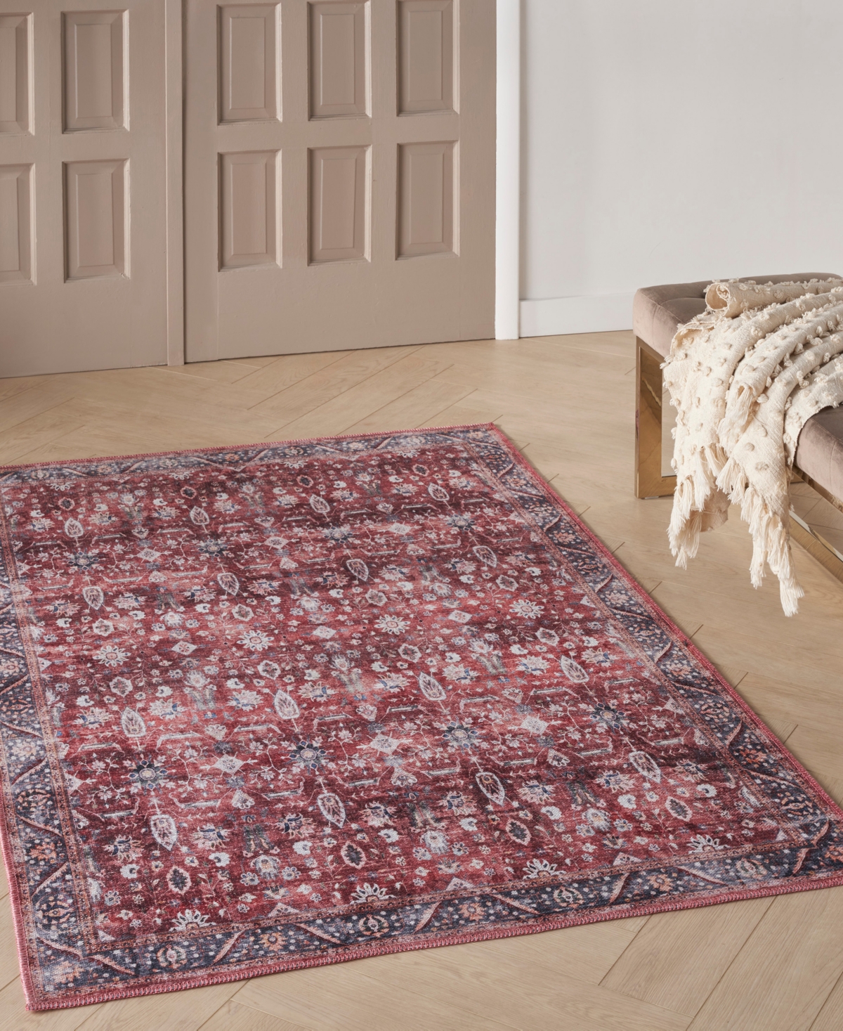 Nourison Home Grand Washables Grw06 5'3"x7'3" Area Rug In Red,ivory