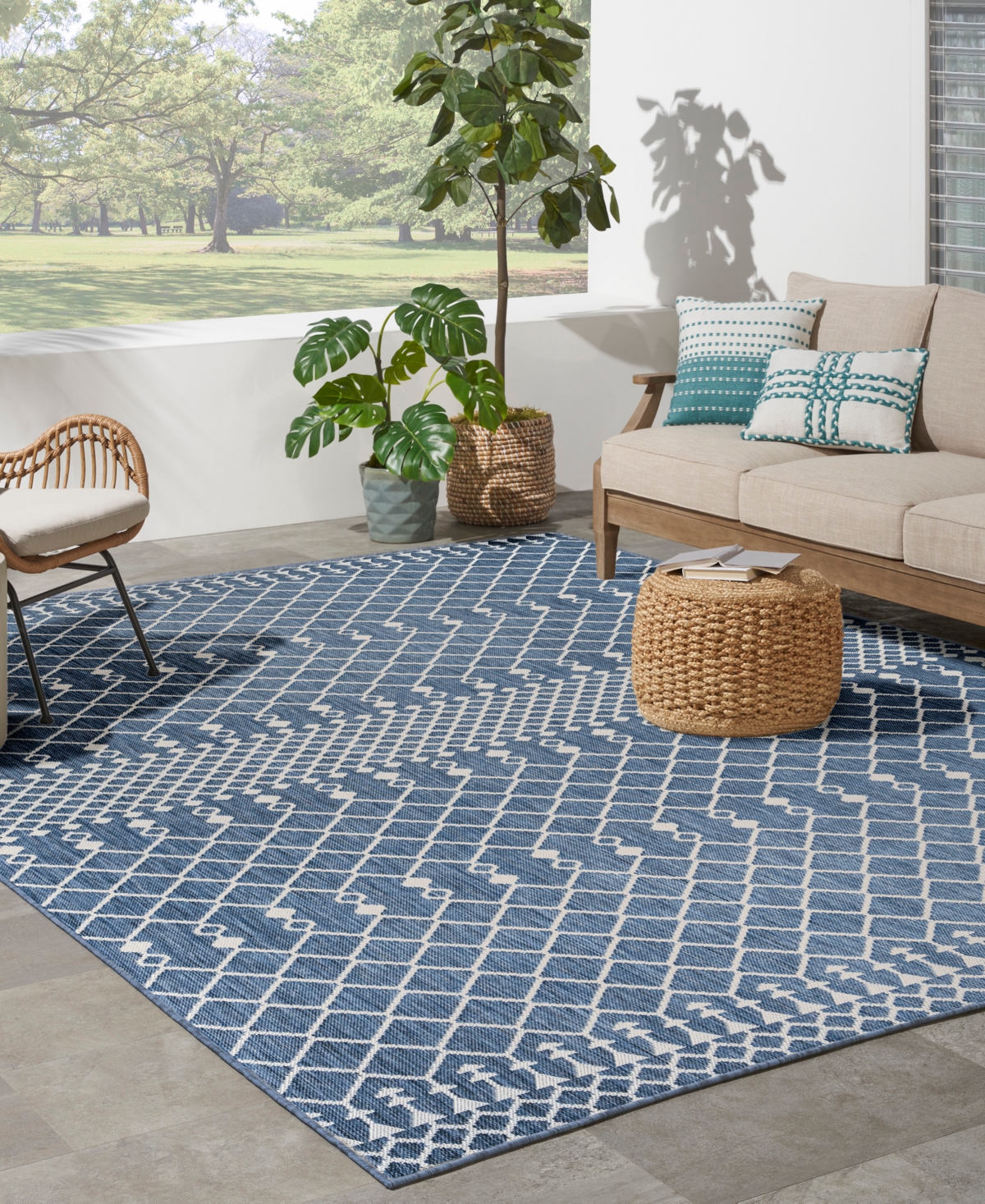 Nourison Home Positano Pos02 8'x10' Area Rug In Blue