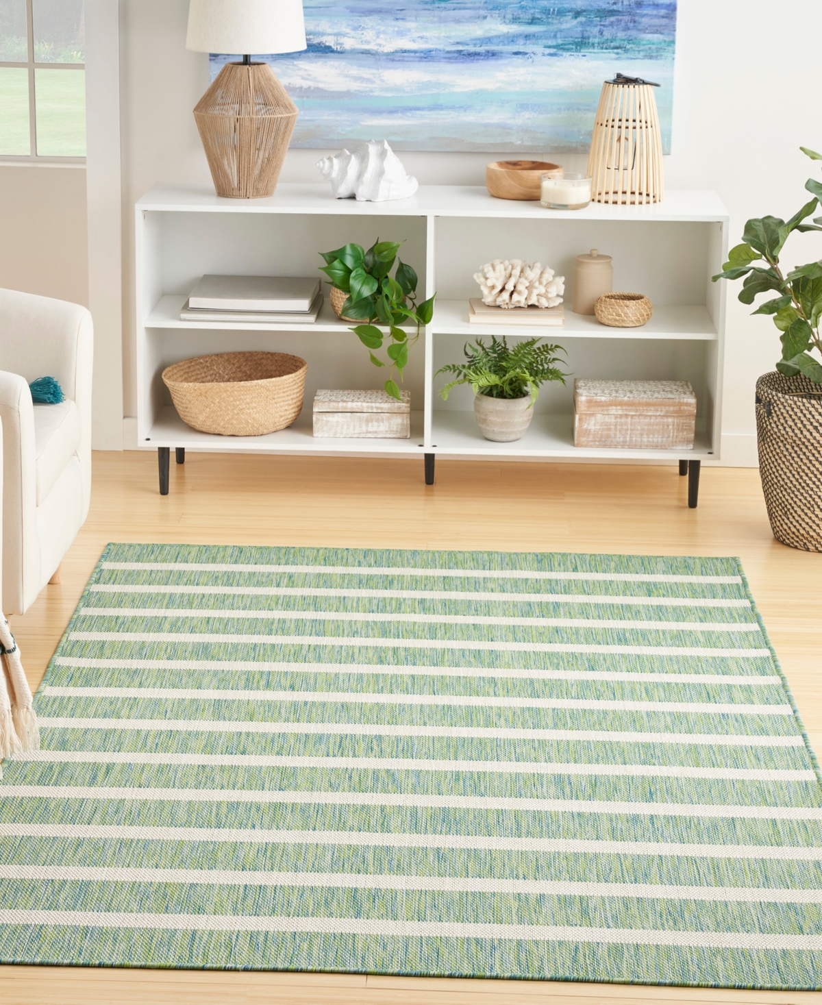 Nourison Home Positano Pos03 4'x6' Area Rug In Ivory,green