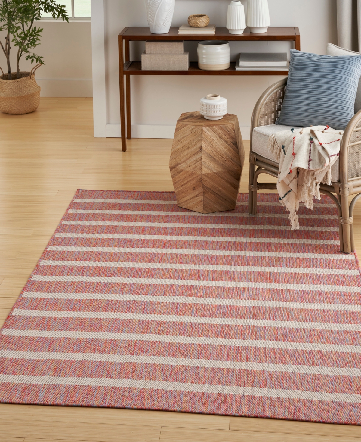 Nourison Home Positano Pos03 5'x7' Area Rug In Multi,pink