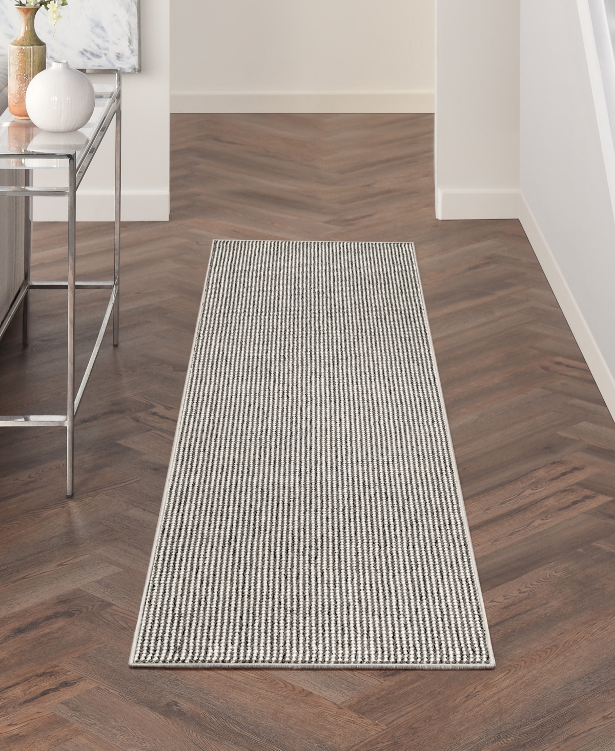 Nourison Home Natural Texture Ntx01 2'3"x7'6" Runner Area Rug In Ivory,gray