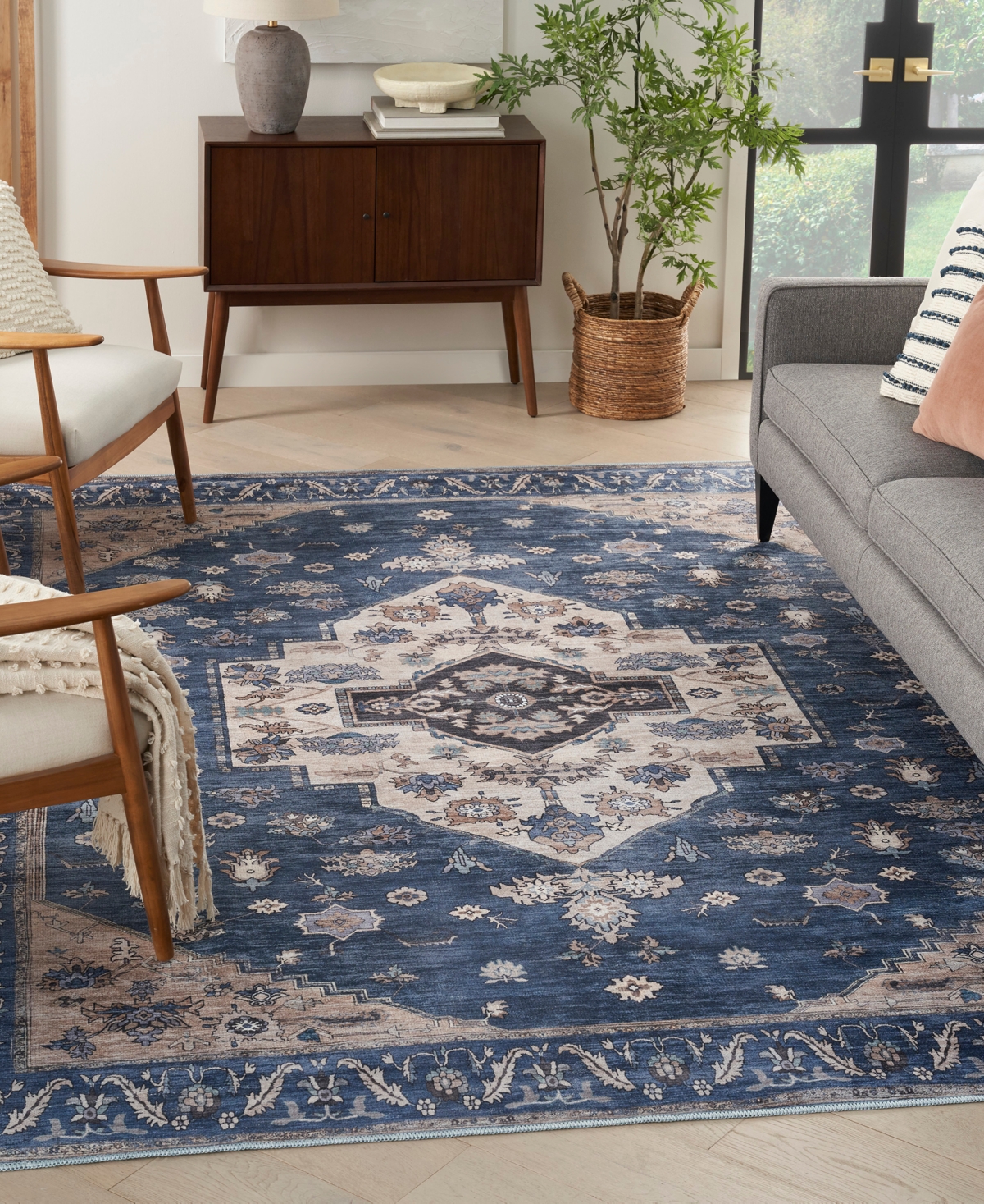 Nourison Home Grand Washables Grw03 5'3"x7'3" Area Rug In Denim