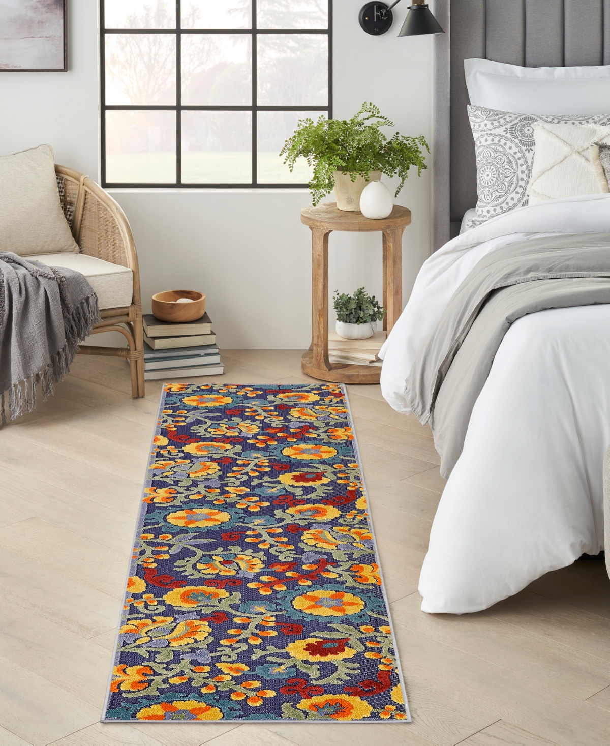 Nourison Home Aloha Alh17 2'3"x8' Runner Area Rug In Navy,multi
