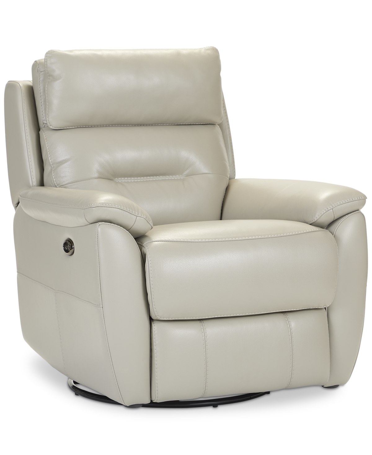 Macy's Ossorio Leather Power Swivel Glide Recliner, Created For  In Silver Grey