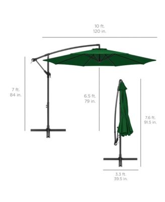 10ft Offset Hanging Outdoor Market Patio Umbrella w/ Easy Tilt Adjustment
