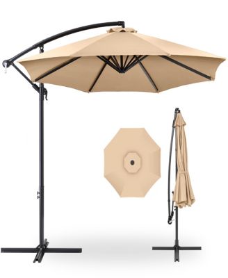 10ft Offset Hanging Outdoor Market Patio Umbrella w/ Easy Tilt Adjustment