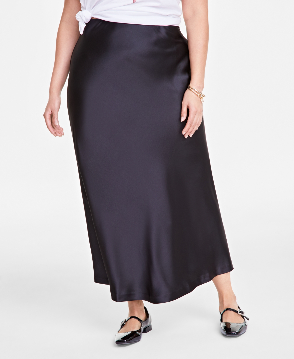 ON 34TH TRENDY PLUS SATIN A-LINE SLIP SKIRT, EXCLUSIVELY AT MACY'S 