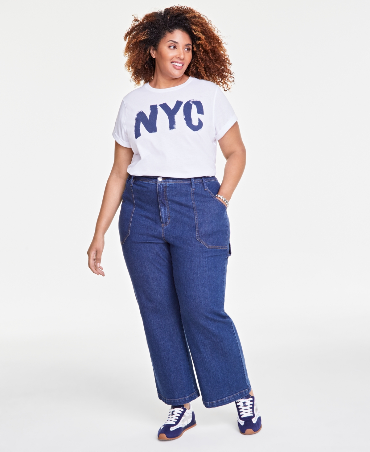 On 34th Trendy Plus Carpenter Jeans, Exclusively At Macy's In Deep Blue