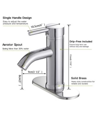 Bathroom Sink Faucets Chrome Single Handle Lavatory Basin Bath Tap Deck Mount 1 Hole Modern Commercial Vanity Faucet Brass Lead-Free, with Pop Up Drain