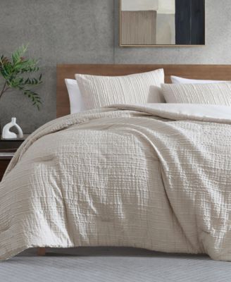 Serenity Wavy Lines Embossed 3-Pc. Comforter Set, Full/Queen
