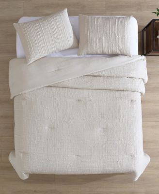 Serenity Wavy Lines Beige Embossed 2-Pc. Duvet Cover Set, Twin