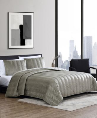 CLOSEOUT! Linear Stitch Velvet 3-Pc. Quilt Set, King