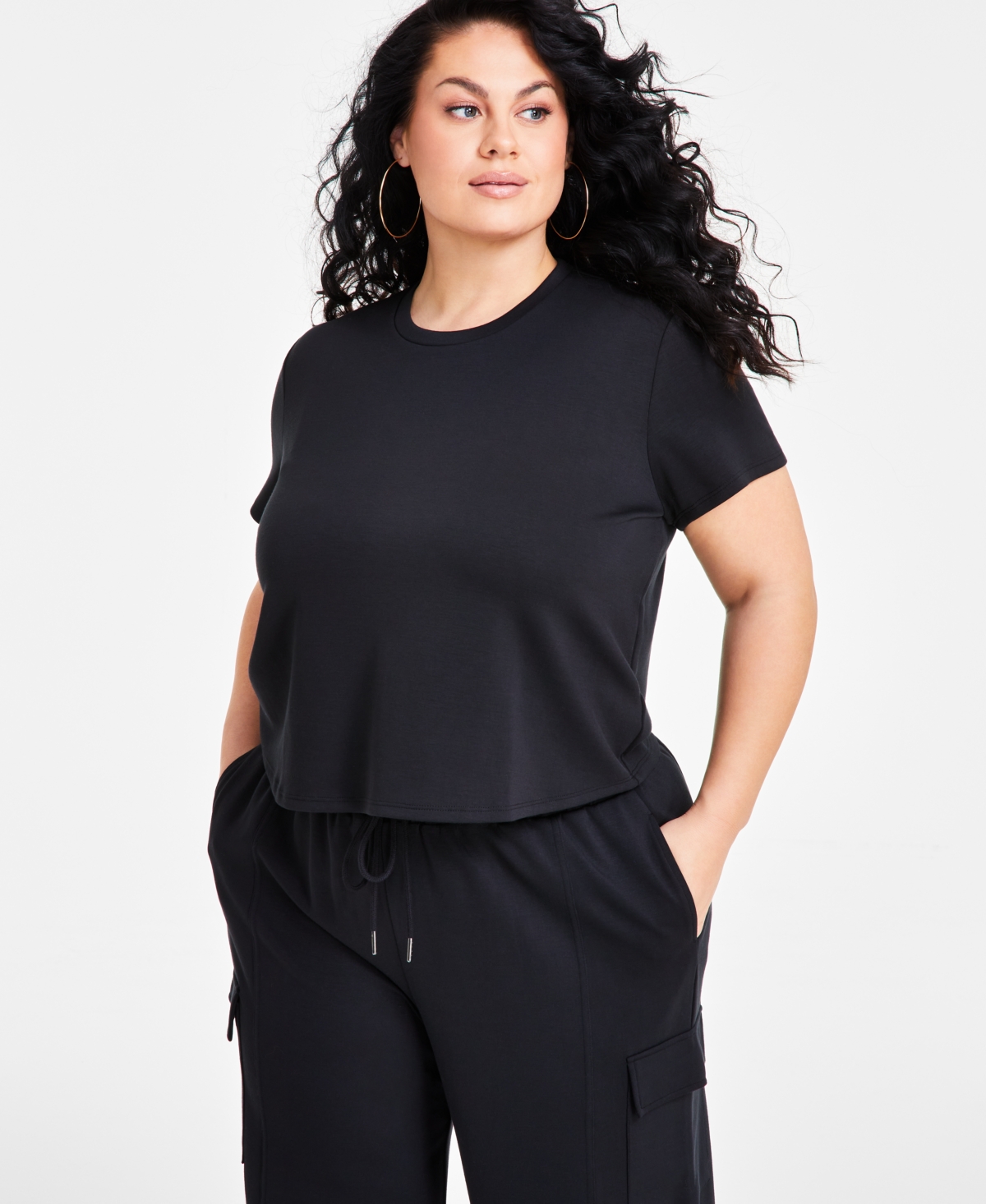 NINA PARKER TRENDY PLUS SIZE SHORT-SLEEVE CREWNECK TEE 