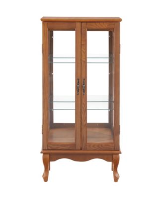 Elegant Glass-Door Curio Cabinet with Adjustable Shelves