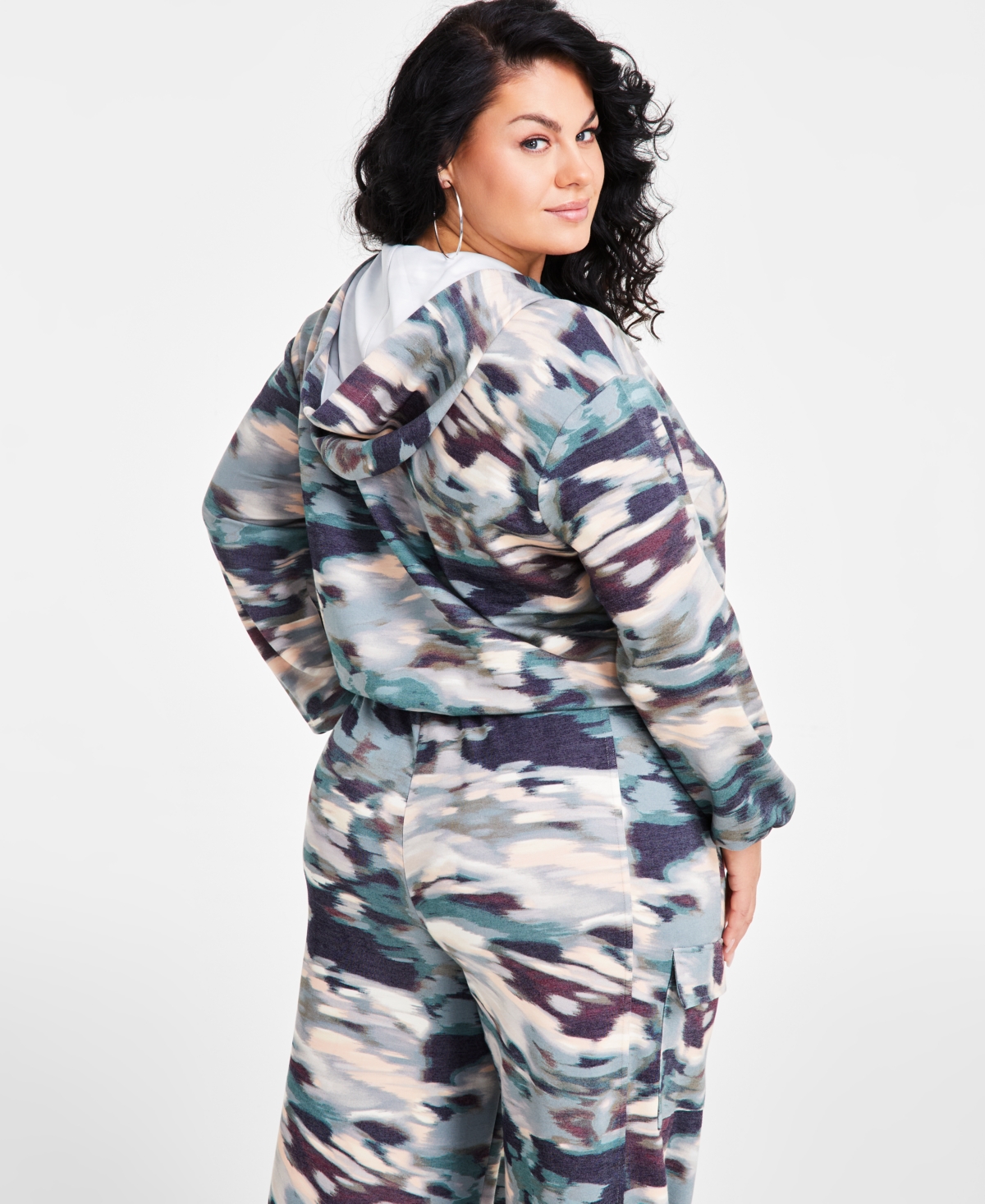 NINA PARKER TRENDY PLUS SIZE HOODED PULLOVER SWEATSHIRT 
