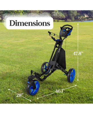 Foldable 3-Wheel Golf Push Cart with Deluxe Scorecard Holder and Cup Holder