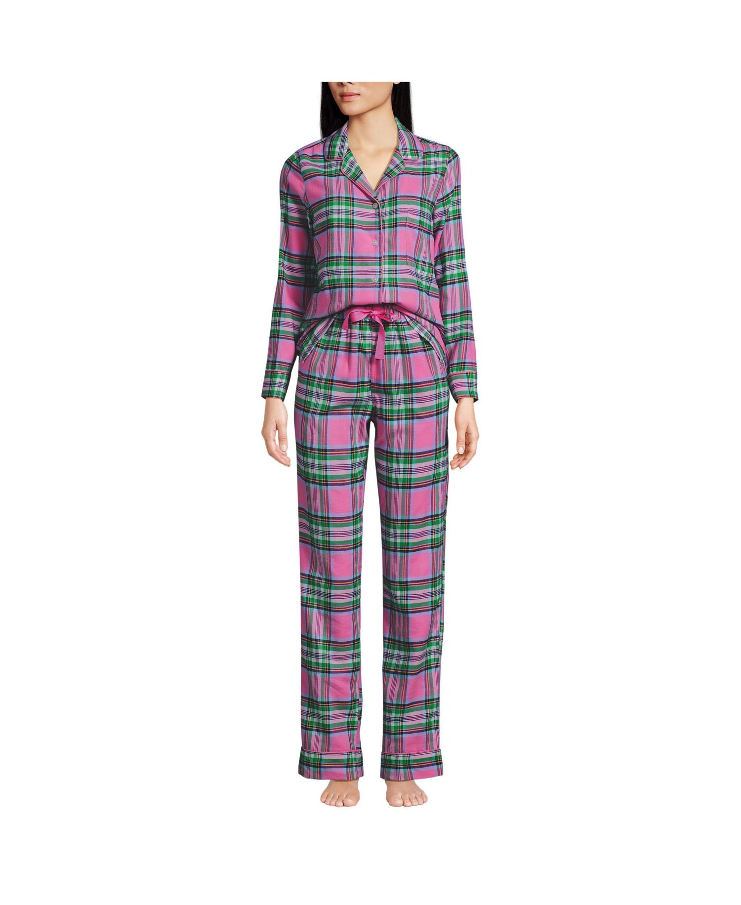 Women's Drapey Flannel 2 Piece Pajama Set - Top and Pants