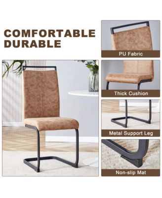 Table and chair set. Modern dining table with MDF top and beautiful MDF legs. Comes with brown comfortable chair with PU seat and metal legs. Suitable for a wide range of decorative styles.