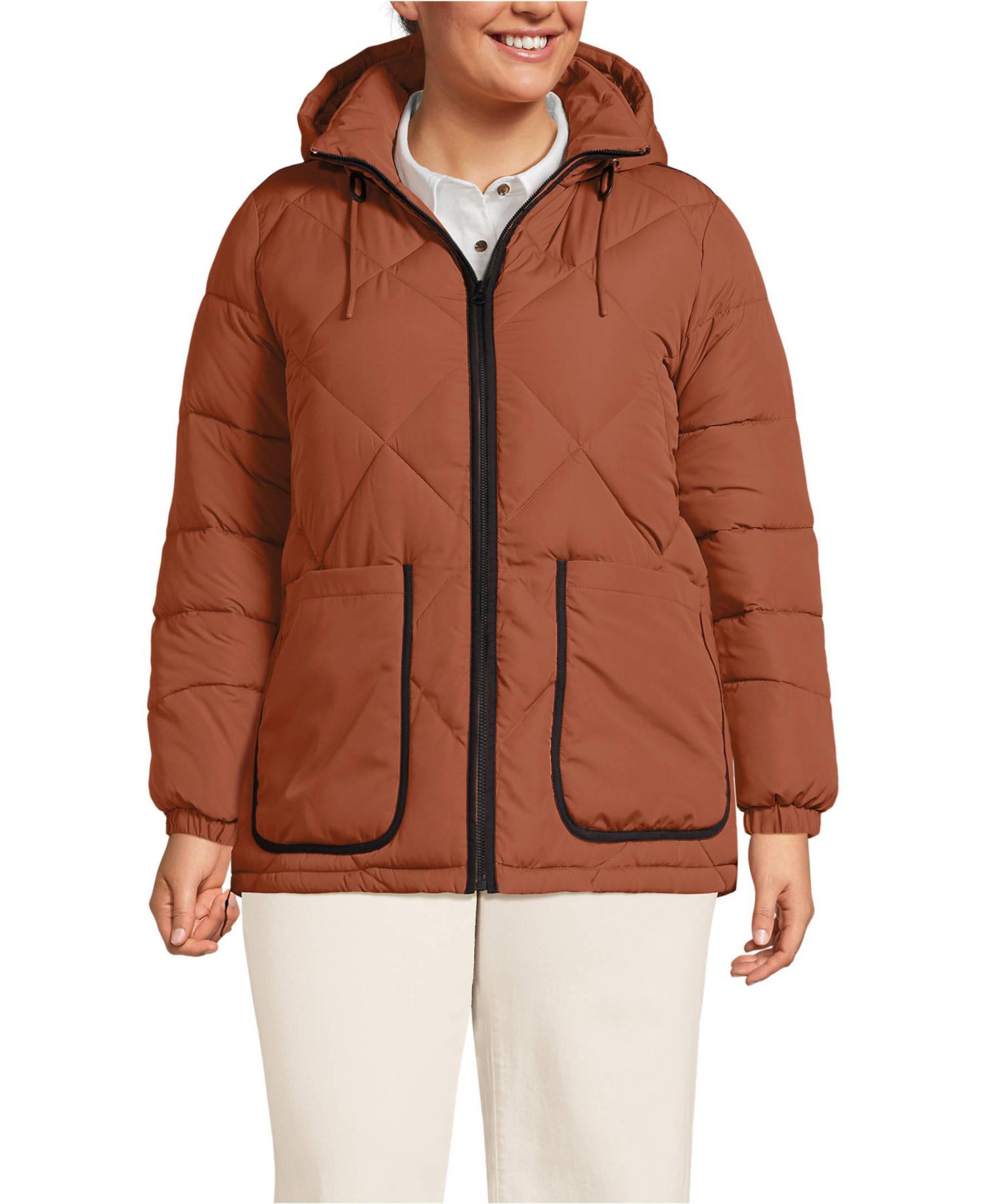 Plus Size FeatherFree Insulated Diamond Quilted Jacket