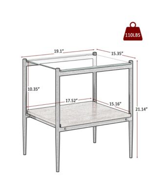 Tempered Glass Rectangle End Table Set
