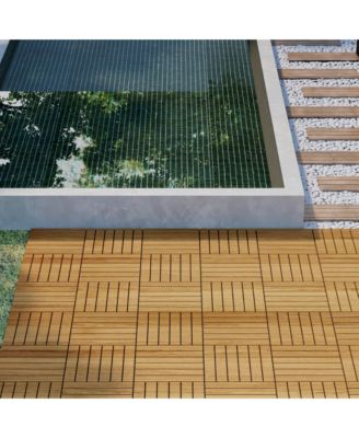 Streamdale 10PCS 12" Striped Acacia Deck Tiles