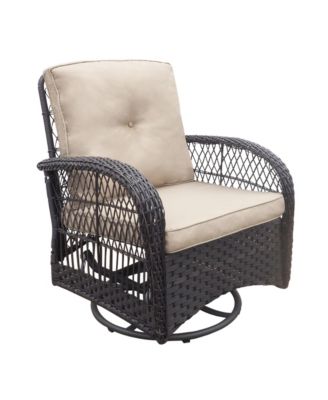 Outdoor Wicker Rocker & Bistro Set with Glass Top Table