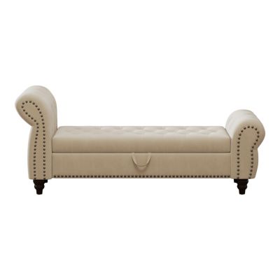  64.5" Tufted Velvet Chaise with Storage