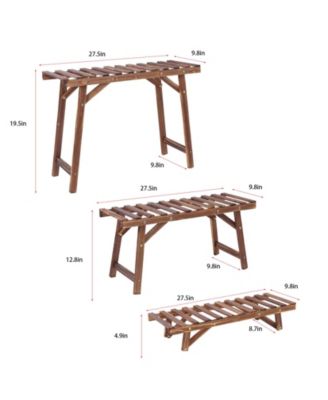 3pcs Plant Rack Stand Ladder Garden Corner Flower Pots Holder Wood Display Shelf