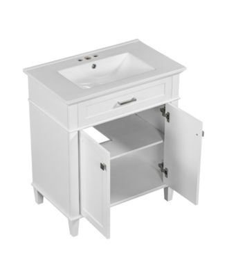 30" Vanity with Ceramic Basin and Adjustable Shelves