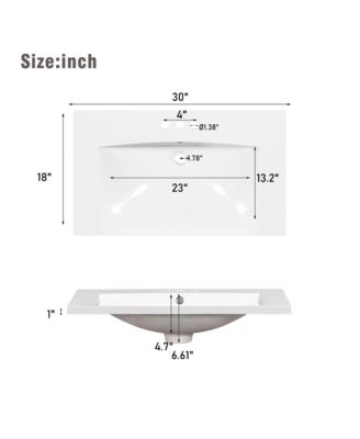 Transitional Blue Bathroom Vanity with Abundant Storage, 30