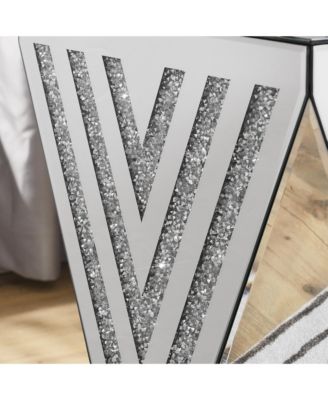 Crystal-Inlaid Mirror Side Table for Living Room