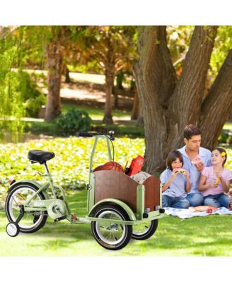Foldable Tricycle for Kids Ages 6-12,Mini Cargo Bike, Pet Bike, Reverse Tricycle, Outdoor Parent-Child Bike for travel, With Cargo Basket and Training Wheels