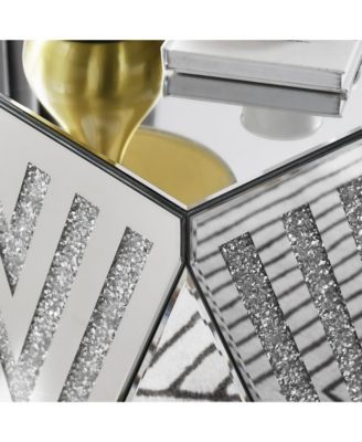 Crystal-Inlaid Mirror Side Table for Living Room
