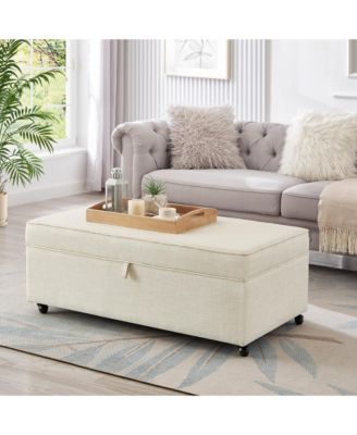 Modern Ottoman with Storage and Wheels