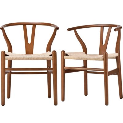 Wishbone Chairs for Dining Room, Soild Wood Weave Dining Chair, Armchair, Fully Assembled, Set of 2