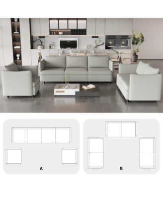 Modular Sectional Sofa 1+2+3 Seats with Storage