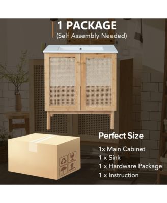 Natural Rattan Vanity with Handmade Doors