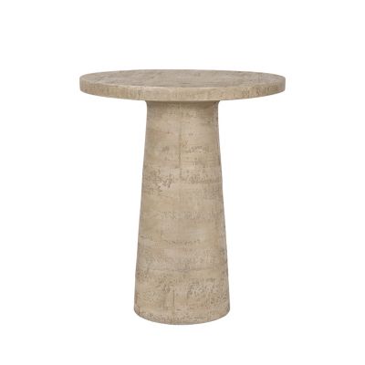 Streamdale 22x22x25.5" Cream Round Side Table with Pedestal Base